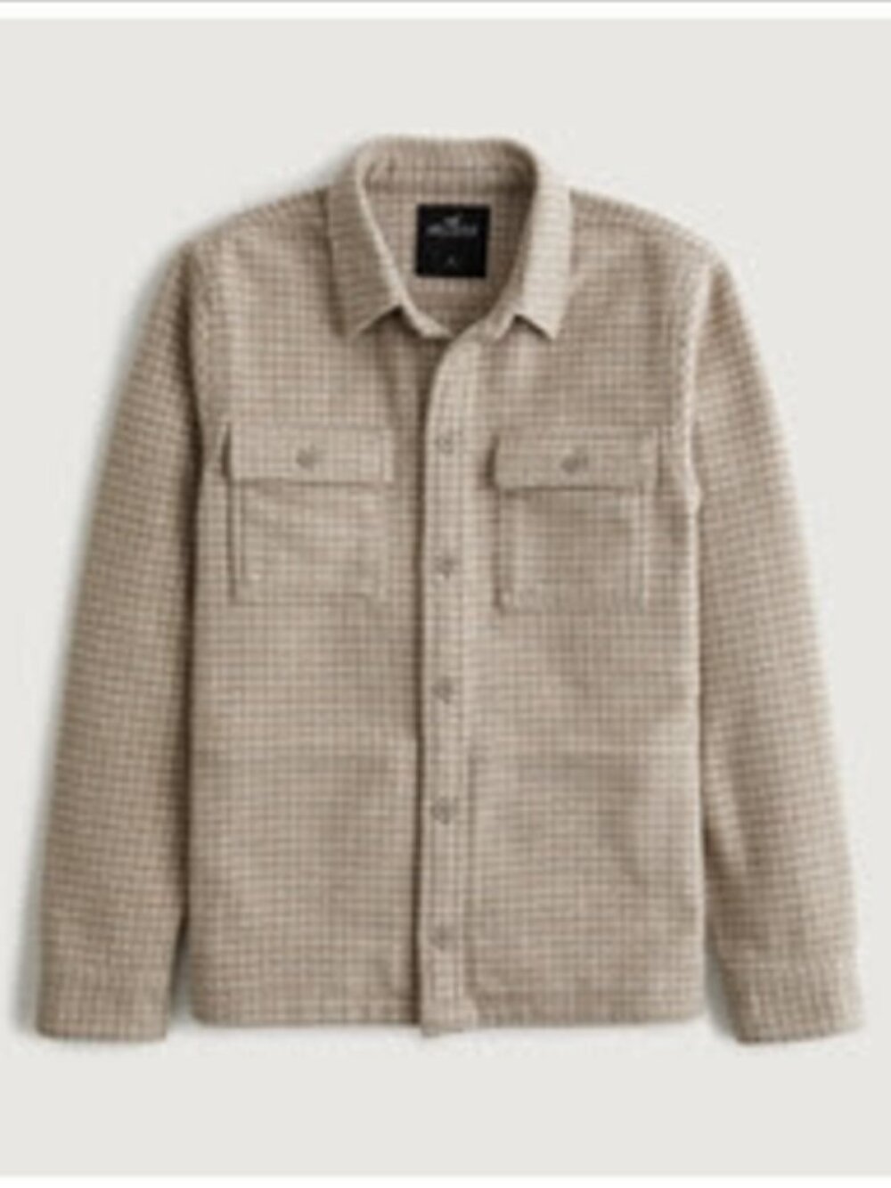 Hollister Brushed Flannel Shirt Jacket TAN PATTERN Size L